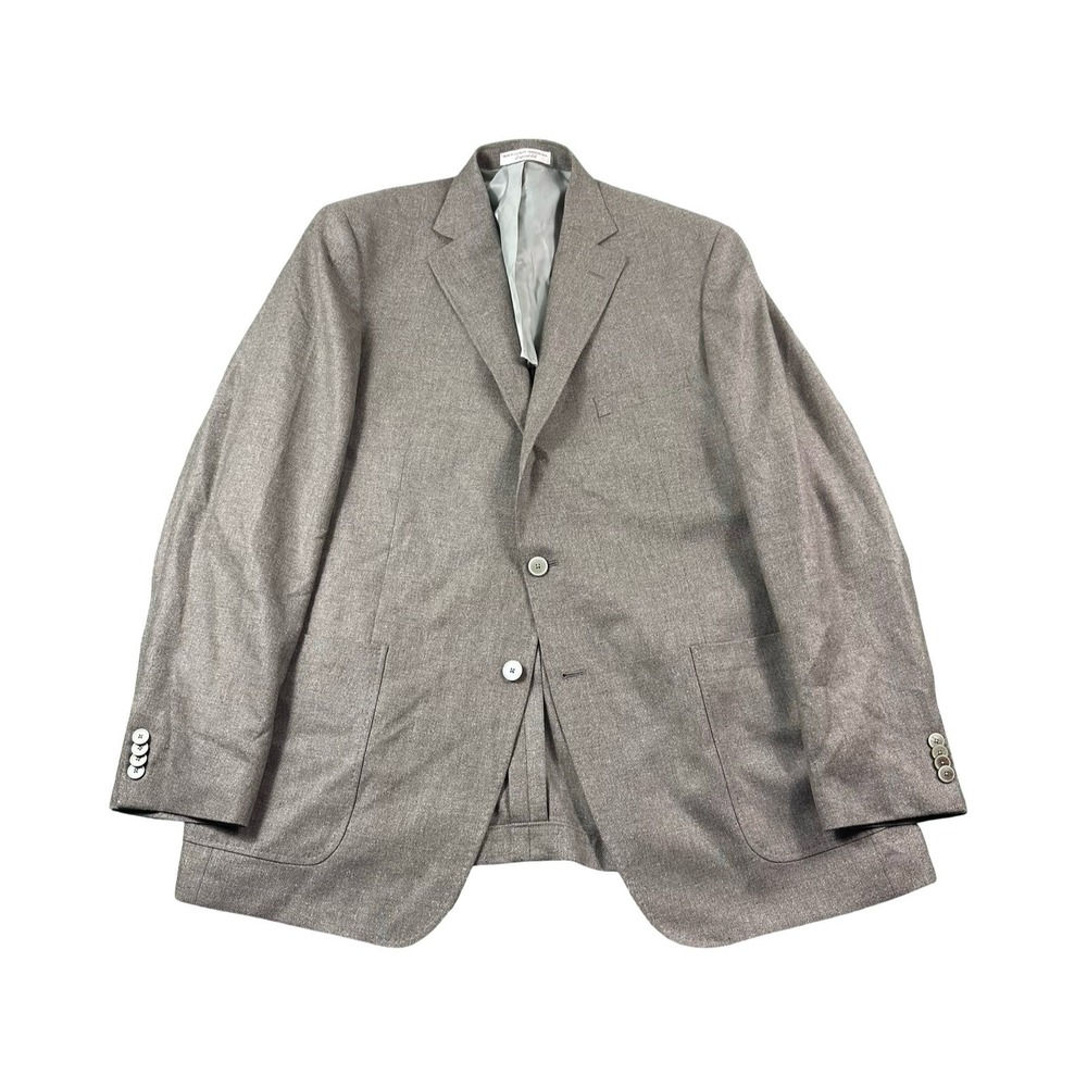 Hardwick Brown Wool Silk 2 Button Sportcoat Blazer Mens Size 46L USA Made